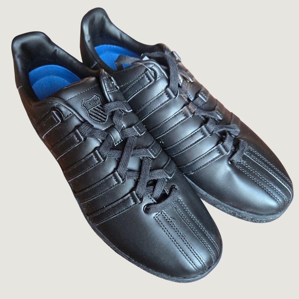 K-Swiss Classic VN Mens Triple Black Leather Low Top Sneakers Size 13 New